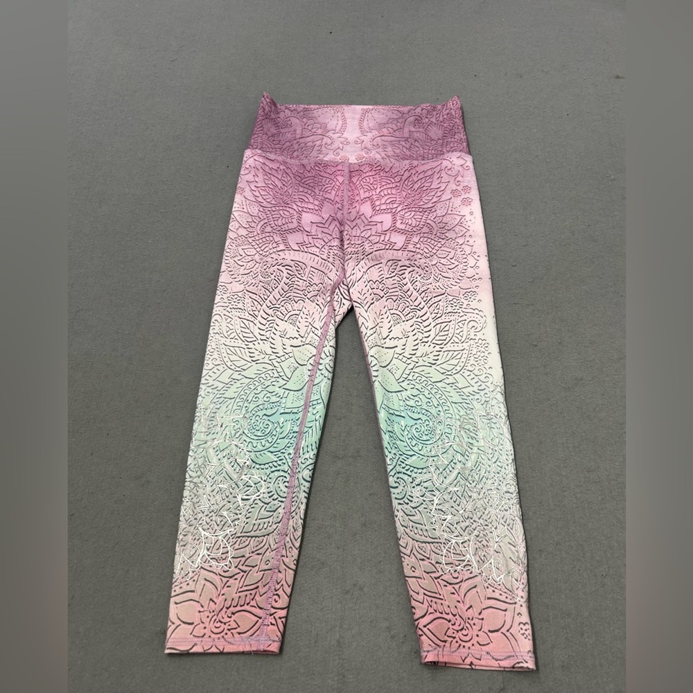 Evolution and Creation Pink to Mint Ombre Mandala Leggings